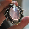 Spring Wreath necklace, Richly colored Rose Quartz, Sterling and Fine Silver and Brass
