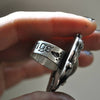 Size 7.5, Prickings, Rabbit Hair Quartz and clover, Sterling and Fine Silver