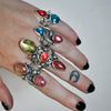 BLEMISHED, Size 6.5, Jewels of Fire & Water, Gemmy Rhodonite and Gemmy Apatite, Sterling and Fine Silver