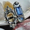 Size 7, Moon&Star sets, OCEAN EDITION! Smoky Quartz and Kyanite, Sterling and Fine Silver