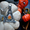 PENDANT, Draped in Webs, Candy Corn October House