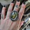 Size 9, Bonfire Harbinger, Superstions & Lore, Labradorite under Quartz