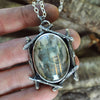 Pendant, Bonfire Harbinger, Superstions & Lore, Labradorite under Quartz