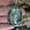 Pendant, Bonfire Harbinger, Superstions & Lore, Labradorite under Quartz