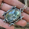 Pendant, Bonfire Harbinger, Superstions & Lore, Labradorite under Quartz