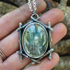 Pendant, Bonfire Harbinger, Superstions & Lore, Labradorite under Quartz