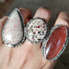 Size 9 - Tanzurine Rose Jam, Sterling and Fine Silver Ring