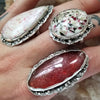 Size 9 - Tanzurine Rose Jam, Sterling and Fine Silver Ring