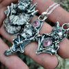 Pendant, Witch Familiar, "Witch Eye" Pink Tourmaline