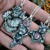Pendant, Witch Familiar, "Witch Eye" Pink Tourmaline