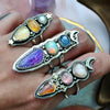 SIZE 7, Dreamscape, Moonstone/Sapphire/Opal Ring, Sterling and Fine Silver