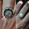 Custom Order!! MOONSTONE, Stargazing Oracle Ring or necklace, Sterling and Fine Silver and Brass