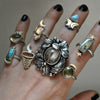Size 7.5, Prickings, Rabbit Hair Quartz and clover, Sterling and Fine Silver