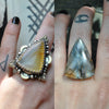 Custom Order!! LABRADORITE, Divination Ring, Sterling and Fine Silver and Brass