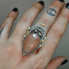 Size 7, Starlight, Moonstone, Sterling and Fine Silver and Brass