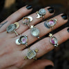 Size 8, Moon&Star sets, Tourmaline, Quartz, Topaz, Sterling and Fine Silver