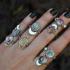 Size 7.5, Moon&Star sets, Moonlight, Topaz, Sterling and Fine Silver